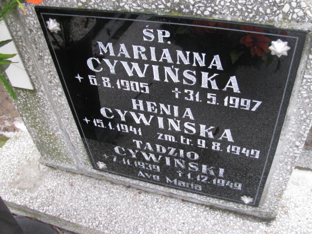 Marianna Cywińska 1905 Wieluń Nawiedzenia NMP - Grobonet - Wyszukiwarka osób pochowanych
